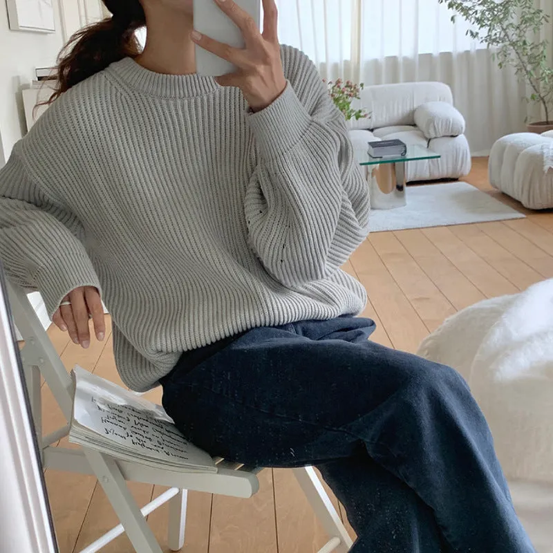 Basic solid colors oversized sweater