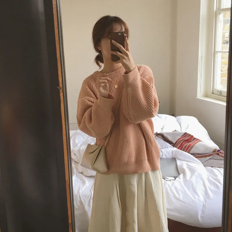 Basic solid colors oversized sweater