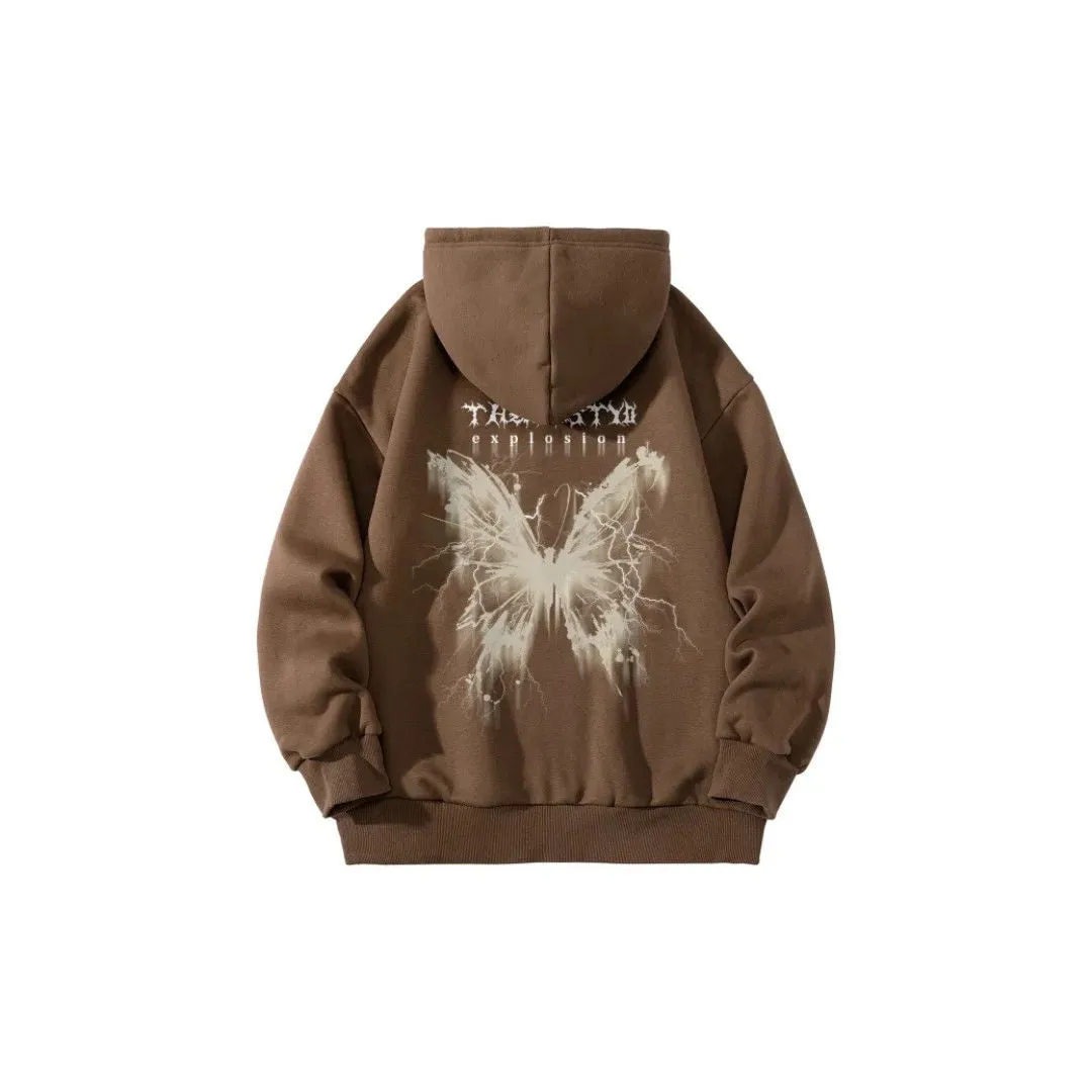 Blurred wing pattern trend letter print hoodie unisex