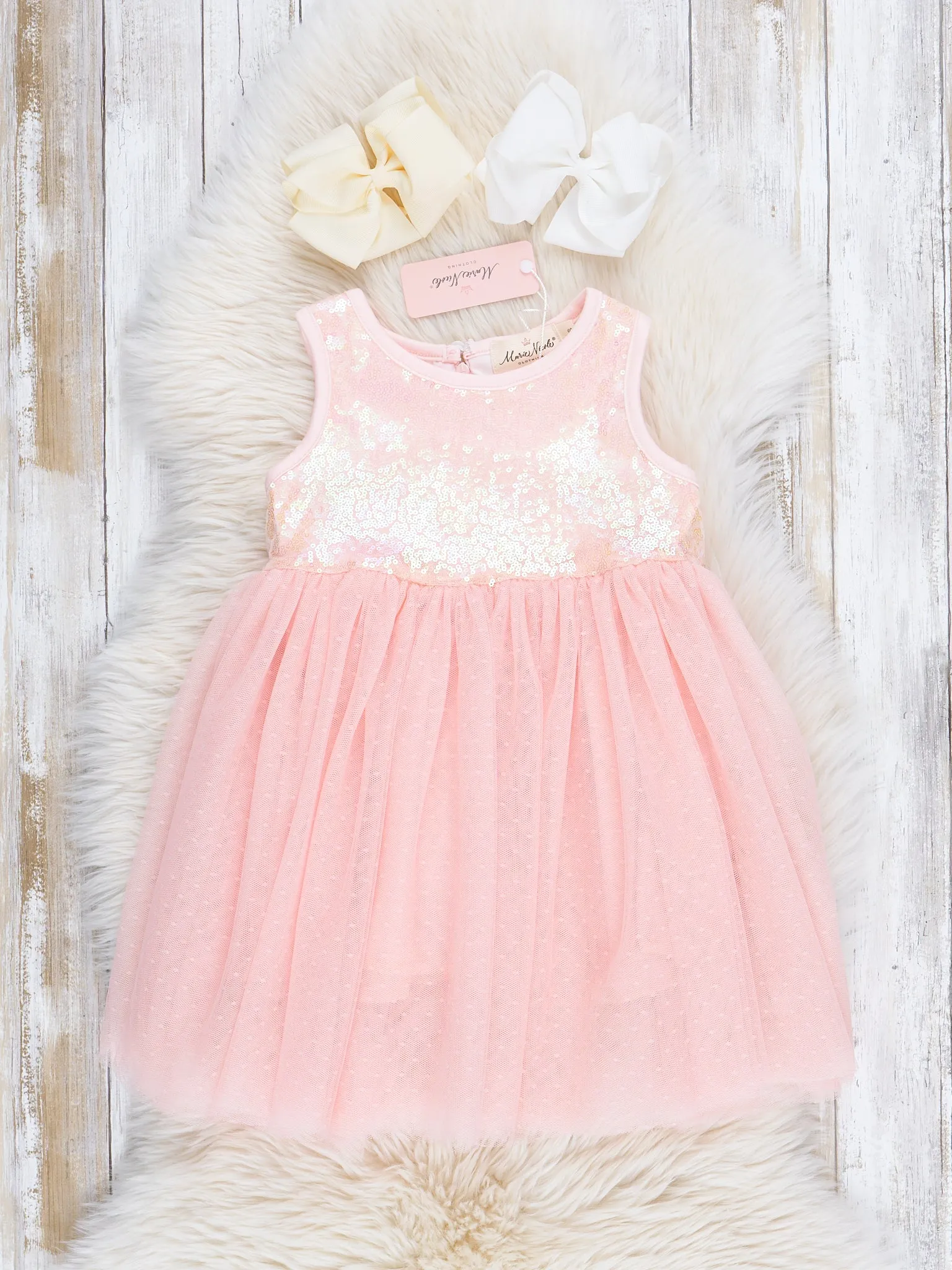 Blush Sleeveless Sparkle Party Dress