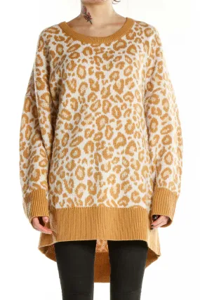 Camel Leopard Print Oversized Sweater