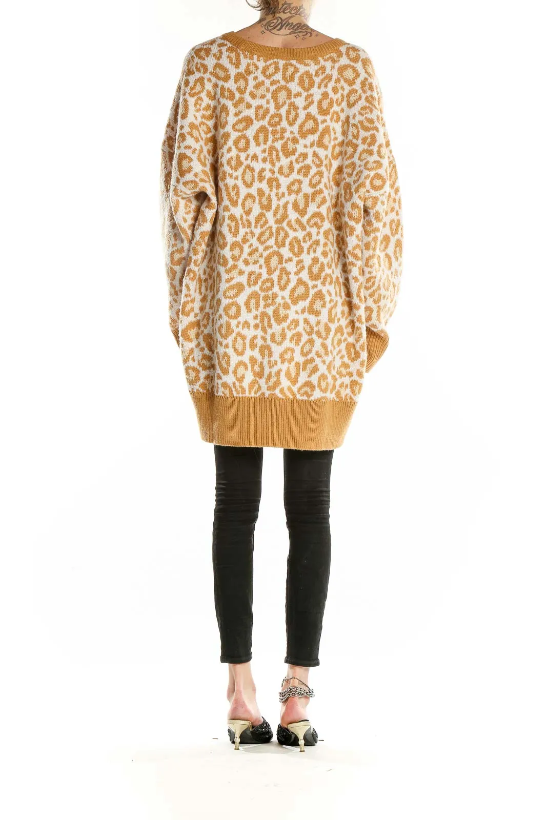 Camel Leopard Print Oversized Sweater