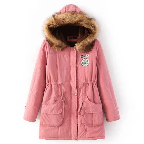 Candy Color Pockets Women Warm Oversized Hooded Winter Coat