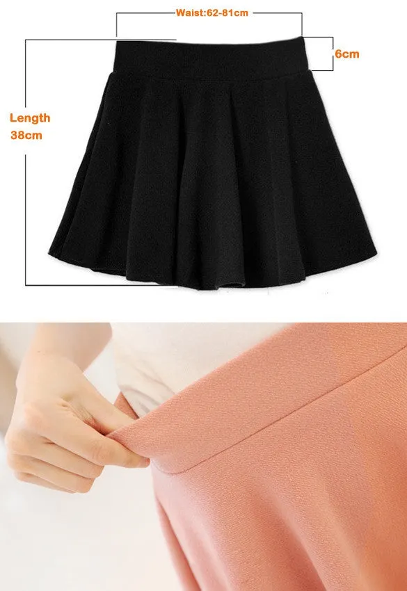 Candy Color Stretch Skater Flared Pleated Mini Skirt