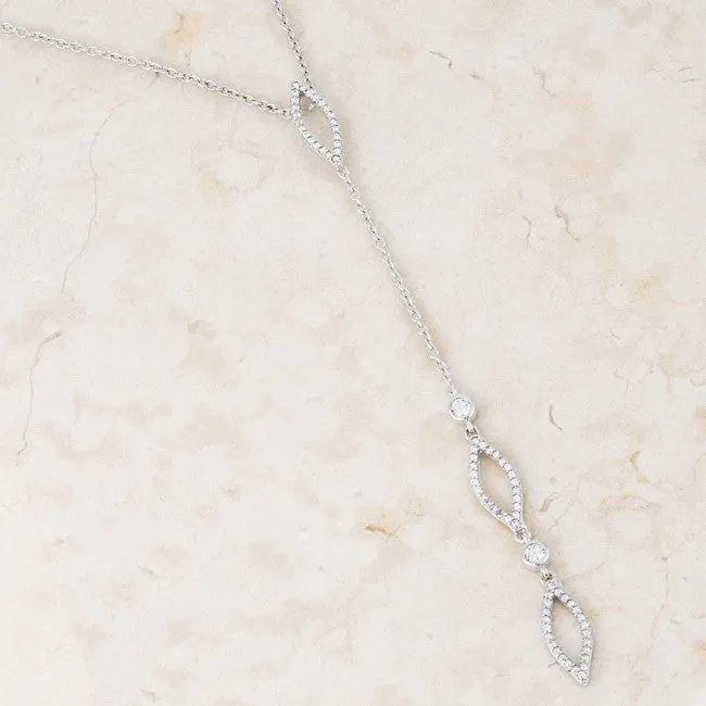 Carmela 0.6ct CZ White Gold Rhodium Classic Drop Lariat Necklace