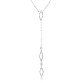 Carmela 0.6ct CZ White Gold Rhodium Classic Drop Lariat Necklace