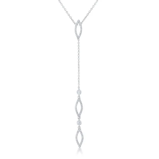 Carmela 0.6ct CZ White Gold Rhodium Classic Drop Lariat Necklace