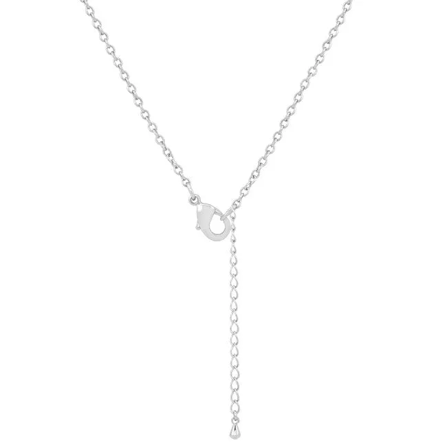 Carmela 0.6ct CZ White Gold Rhodium Classic Drop Lariat Necklace