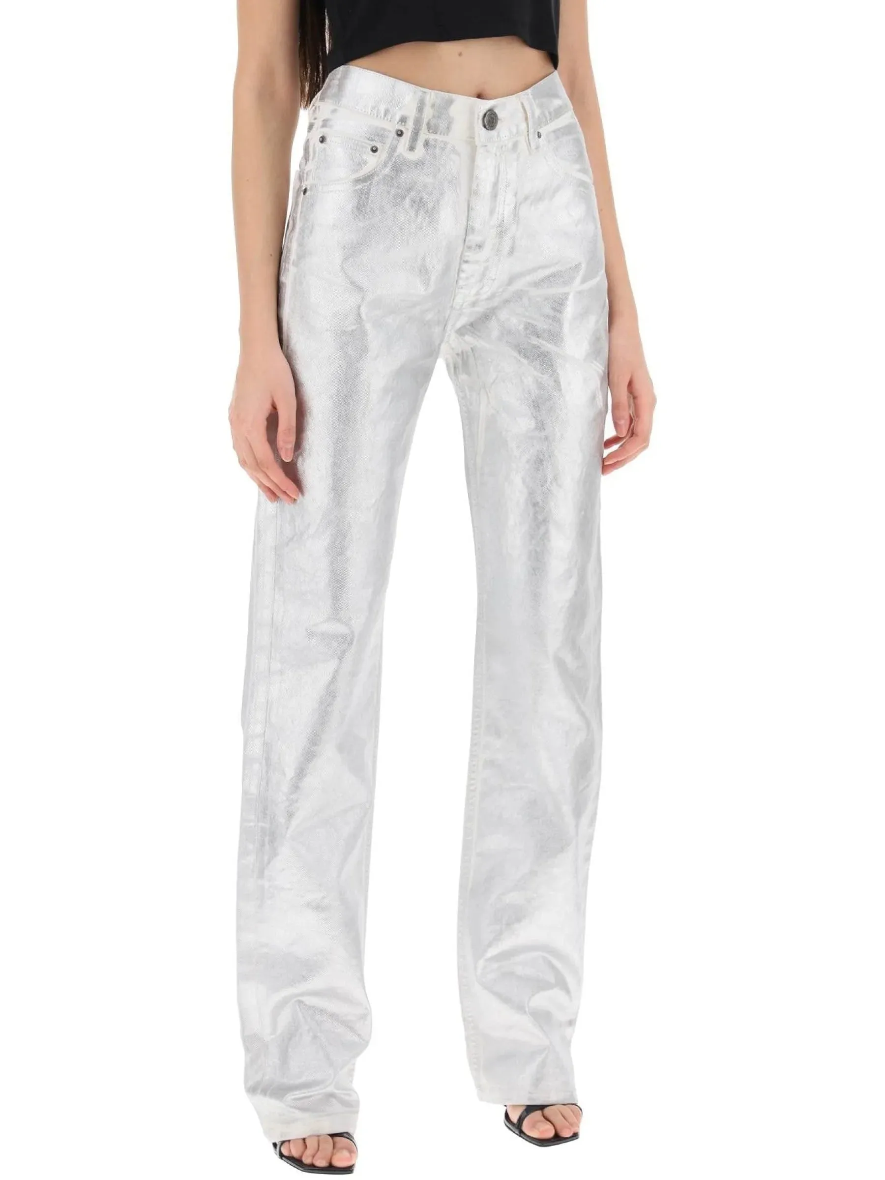 Coated Denim Trousers