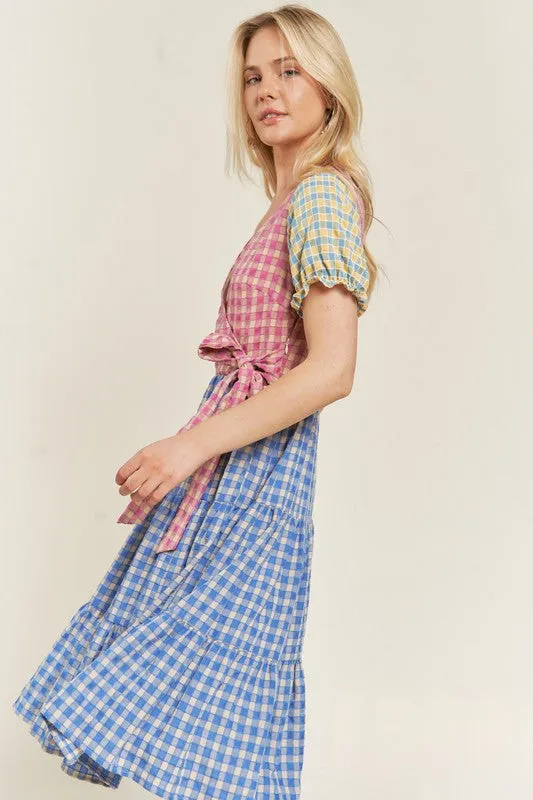 COLORBLOCK GINGHAM DRESS - Plus Size  - Online Exclusive