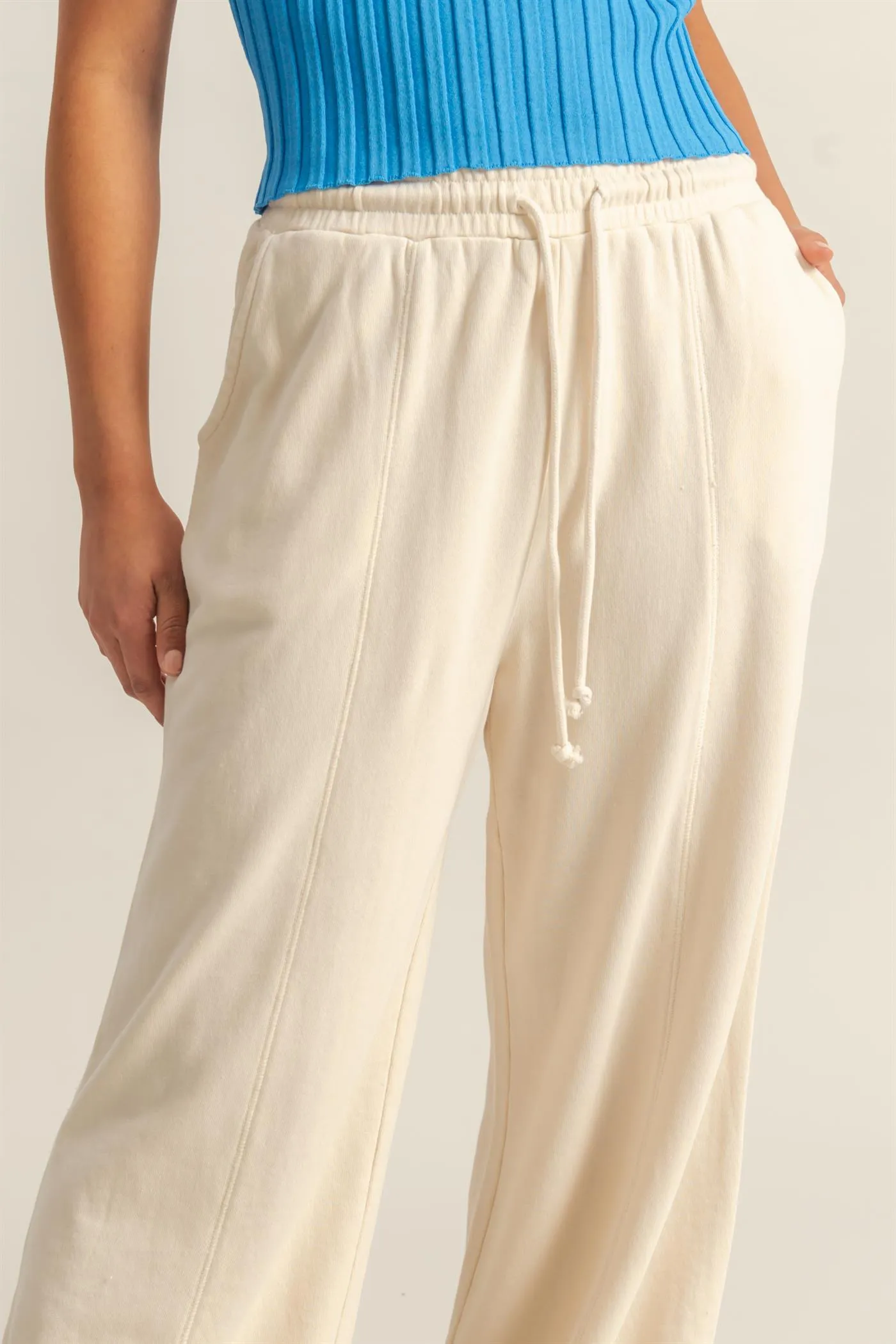 DZ25A428-Wide Leg Drawstring Washed Sweatpants