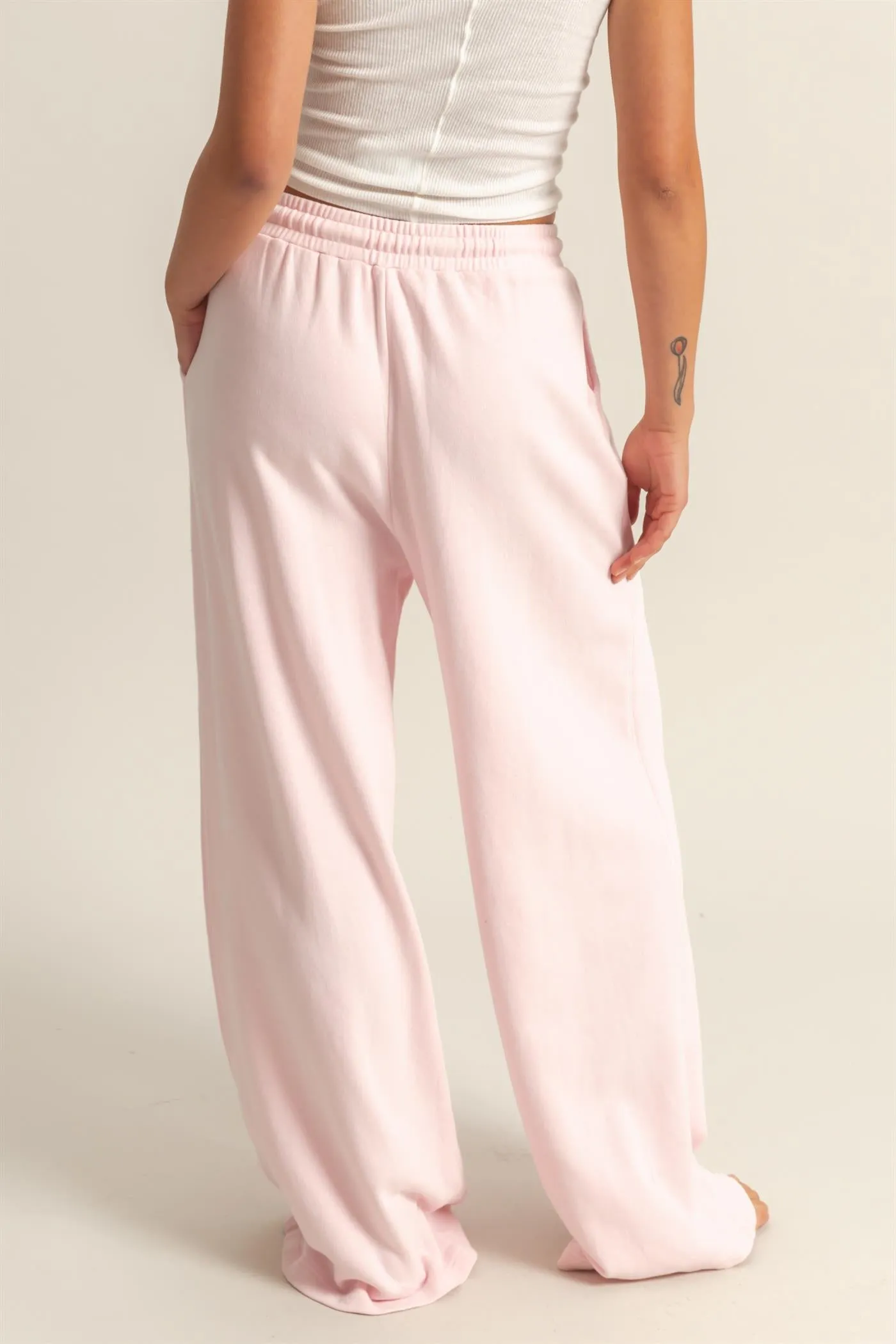 DZ25A428-Wide Leg Drawstring Washed Sweatpants