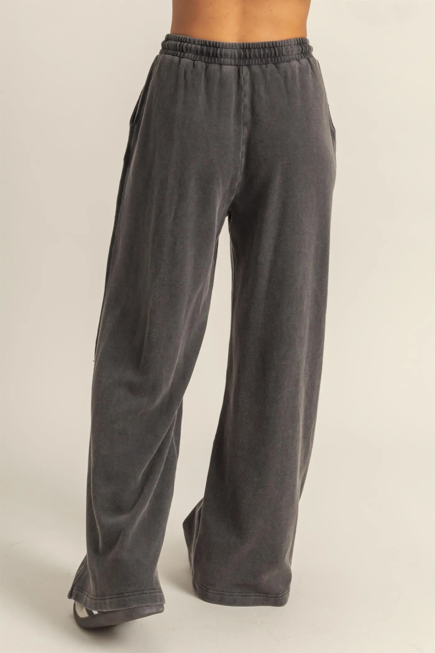 DZ25A428-Wide Leg Drawstring Washed Sweatpants