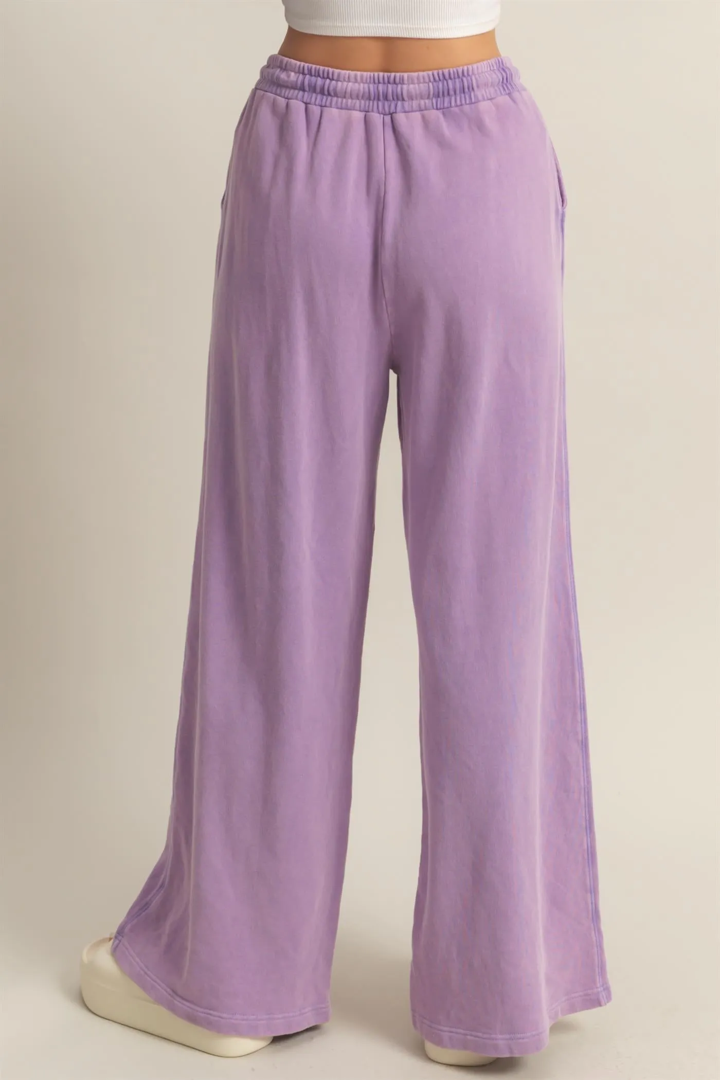 DZ25A428-Wide Leg Drawstring Washed Sweatpants