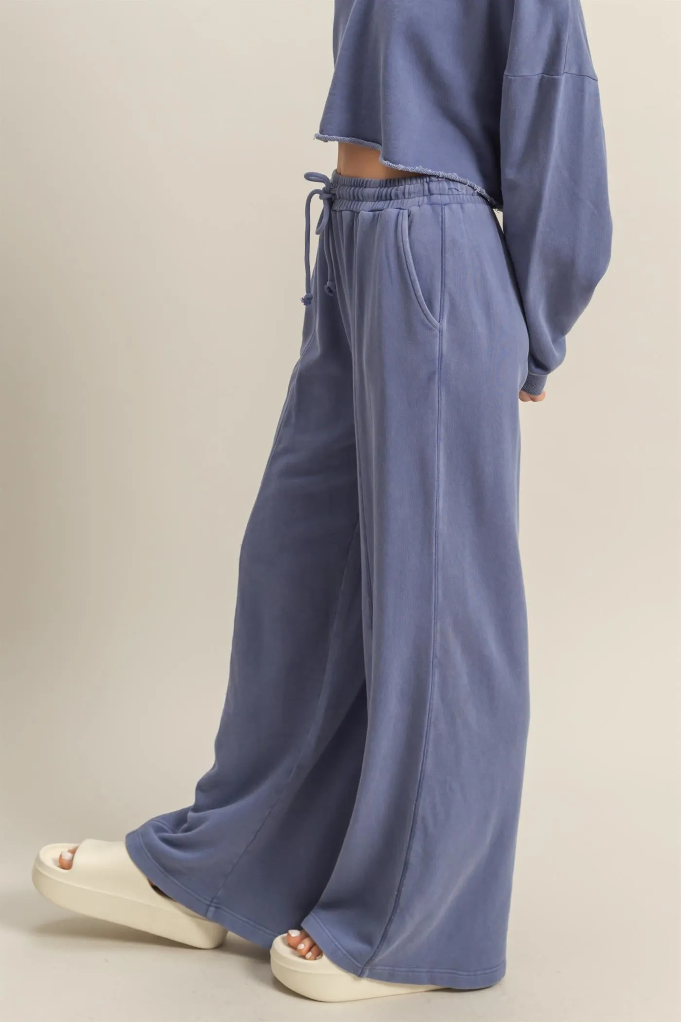 DZ25A428-Wide Leg Drawstring Washed Sweatpants