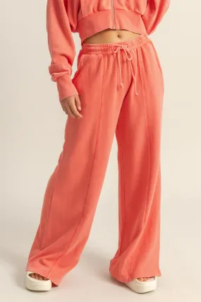 DZ25A428-Wide Leg Drawstring Washed Sweatpants