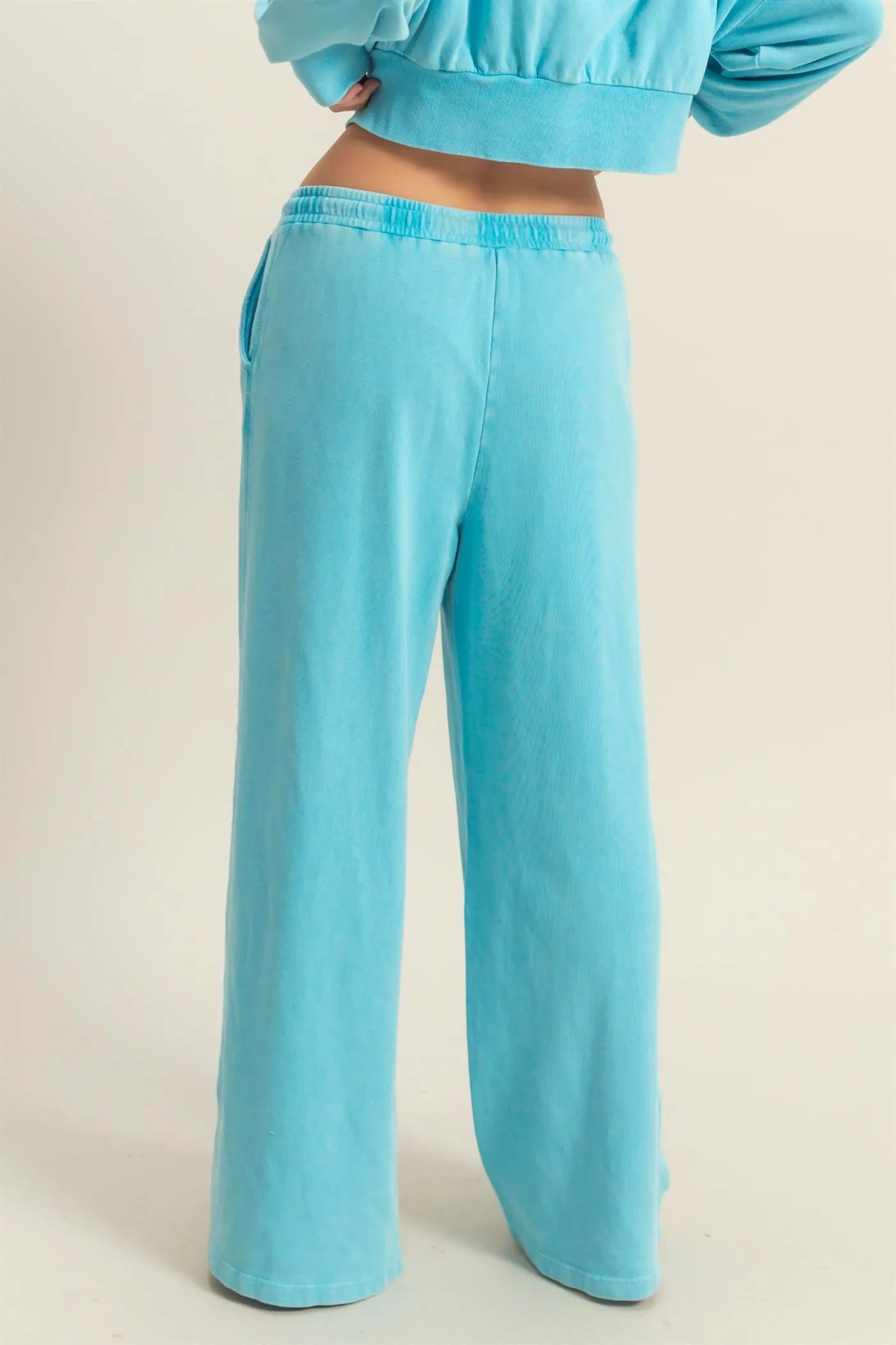 DZ25A428-Wide Leg Drawstring Washed Sweatpants