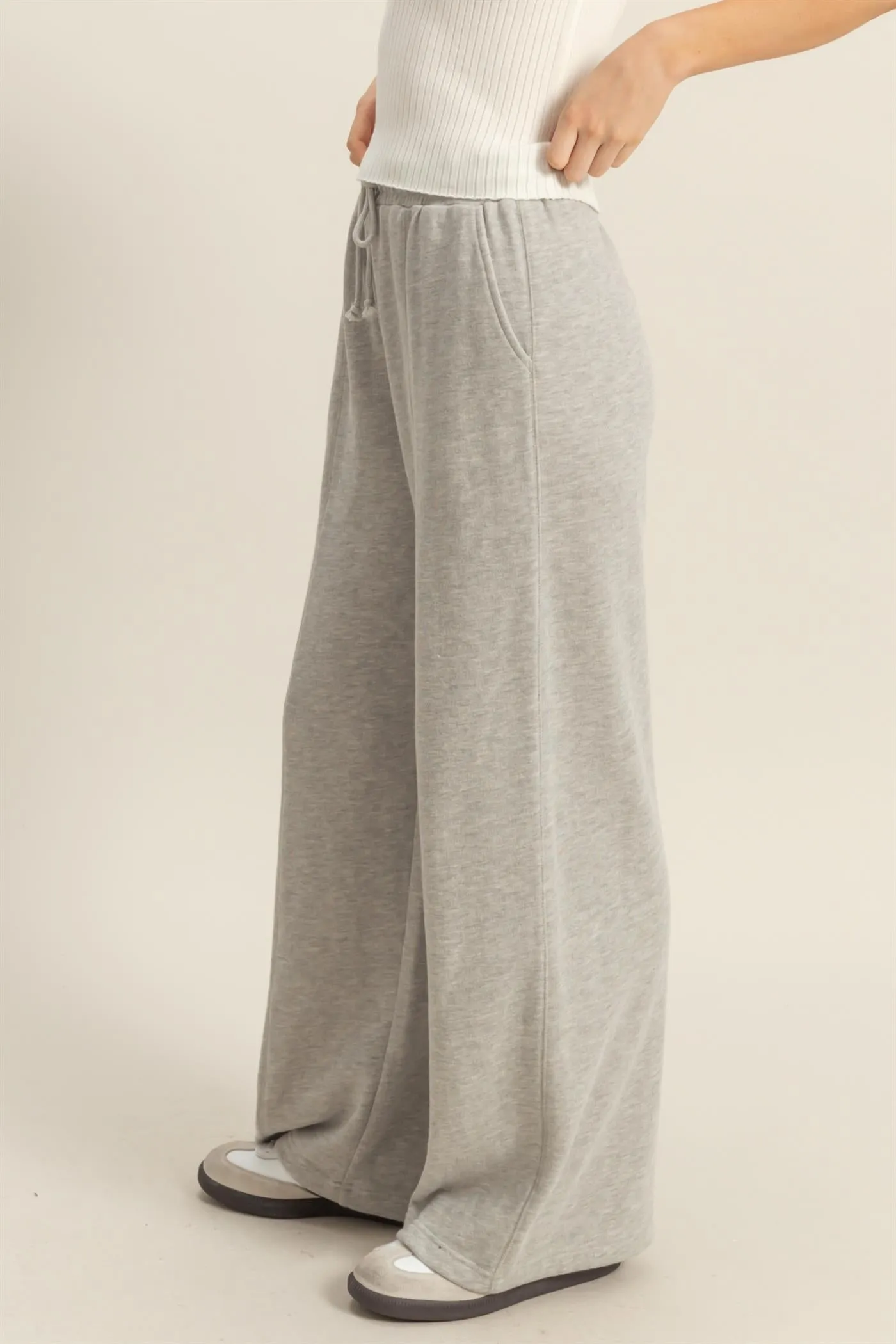 DZ25A428-Wide Leg Drawstring Washed Sweatpants