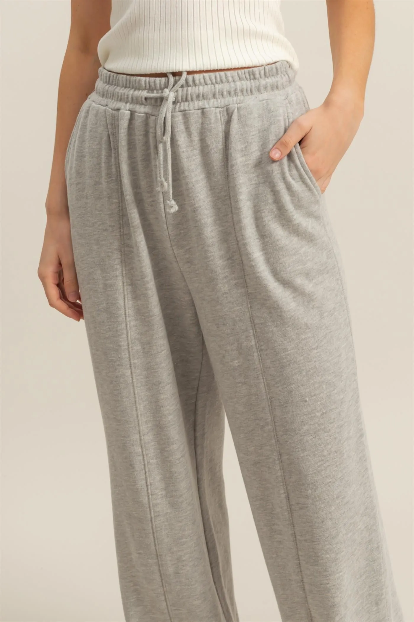 DZ25A428-Wide Leg Drawstring Washed Sweatpants