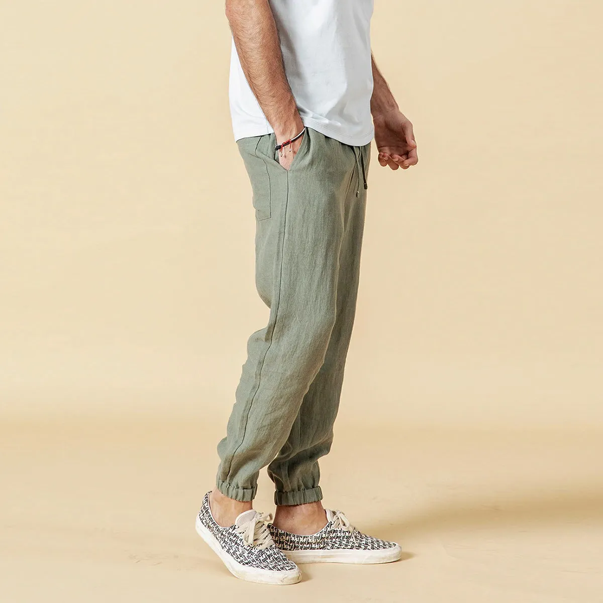 Elasticated Waistband Drawstring Trousers