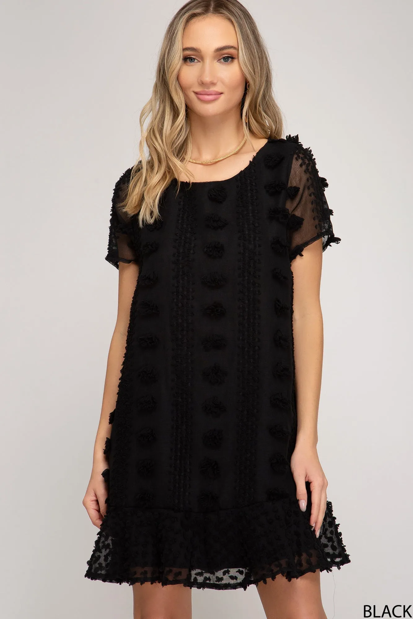 Flouncy Shift Dress - Black