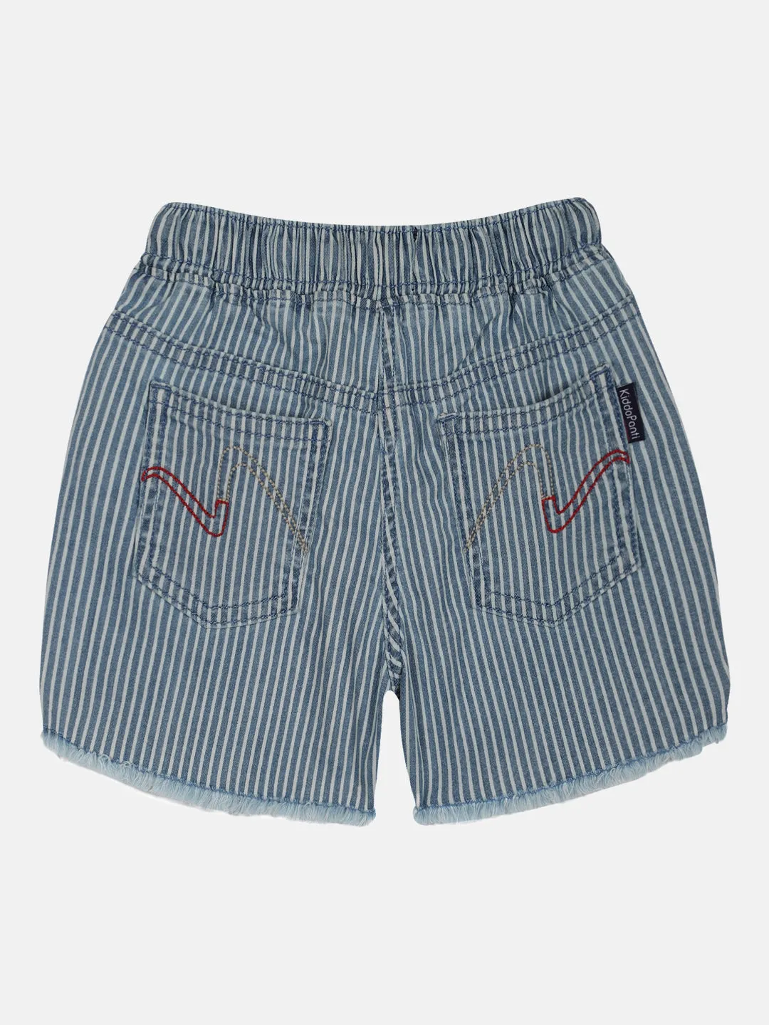 Girls Stripe Print Denim Hot Short