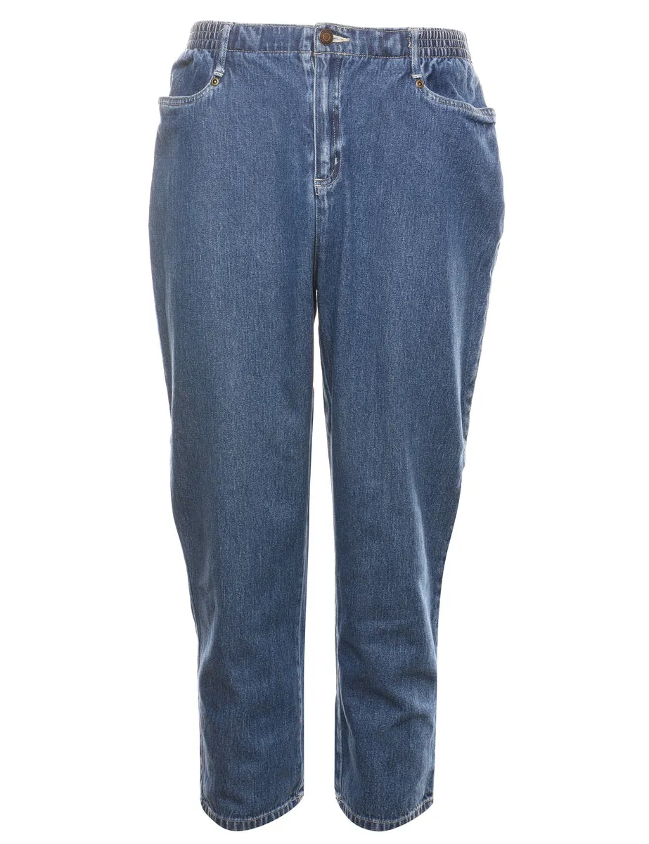 High Waist Medium Wash Denim Trousers - W28 L26