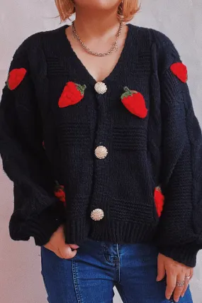 HWS1257 Berry Sweet Chunky Knit Cardigan