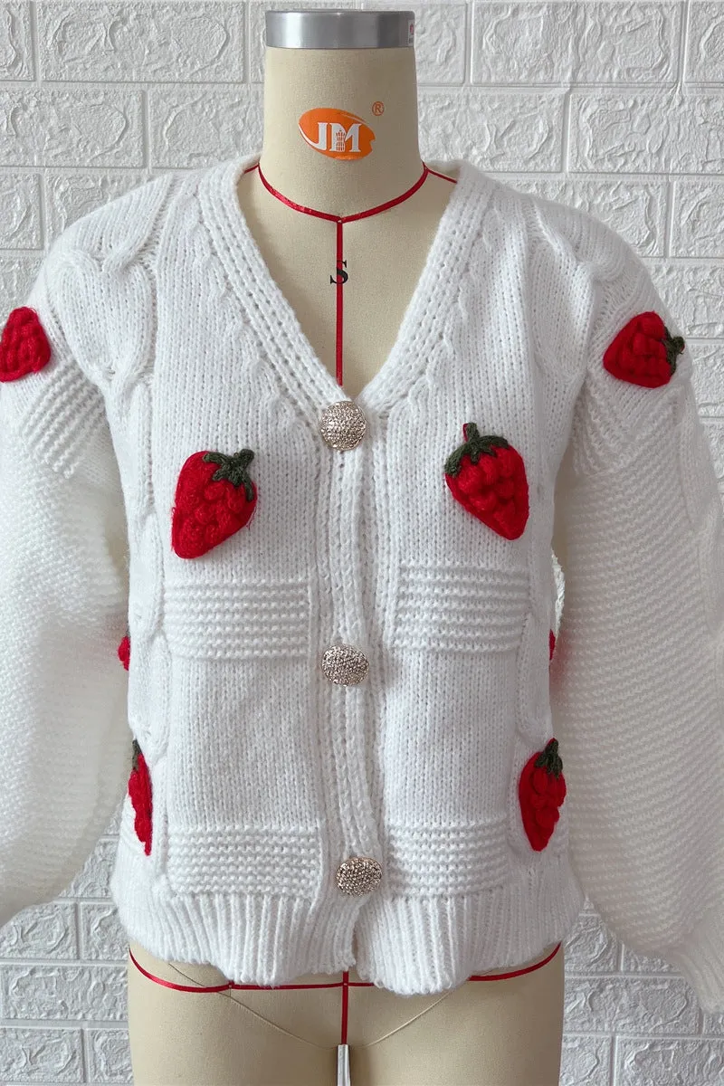 HWS1257 Berry Sweet Chunky Knit Cardigan