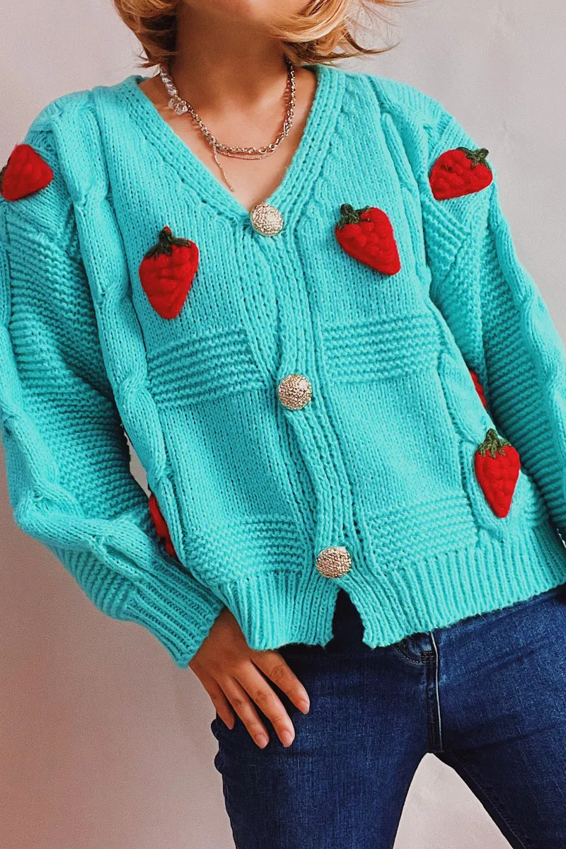 HWS1257 Berry Sweet Chunky Knit Cardigan