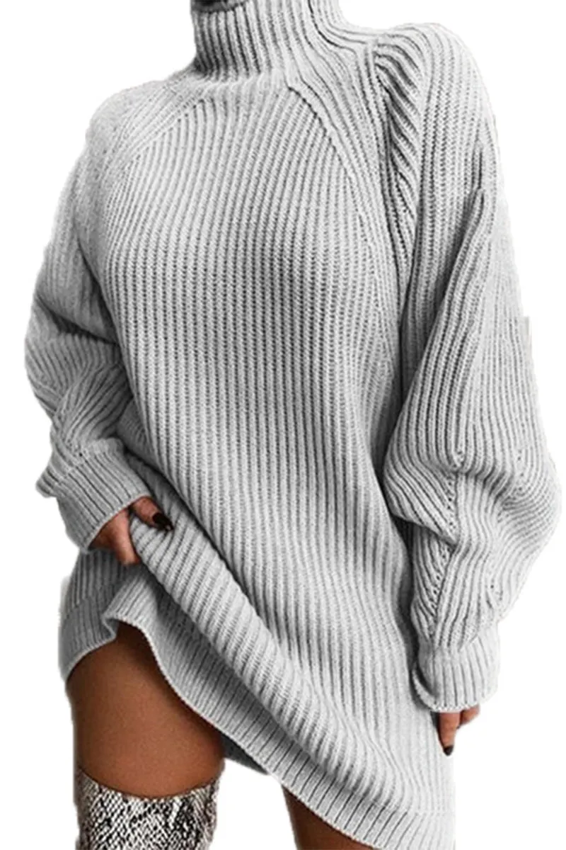 HWS1258 Cozy Chill Turtleneck Sweater Dress