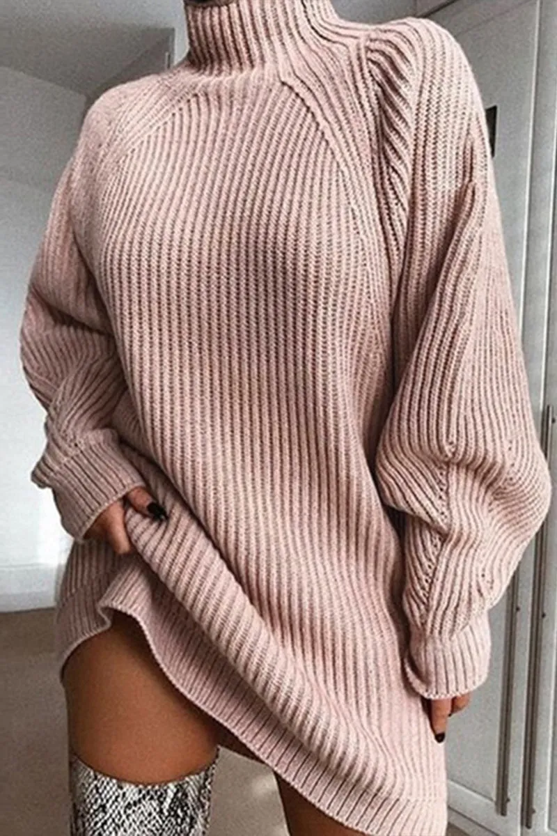 HWS1258 Cozy Chill Turtleneck Sweater Dress