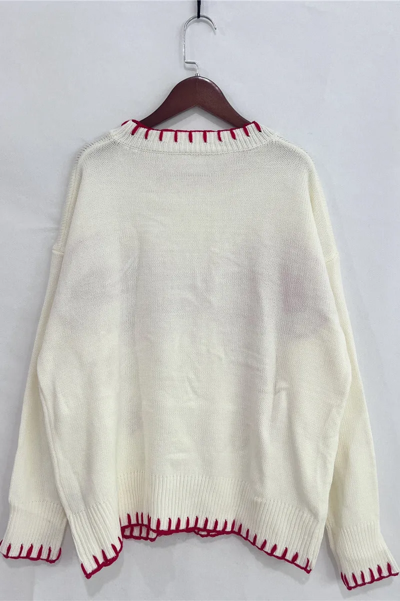 HWS1374 Oversized Bow Sweater