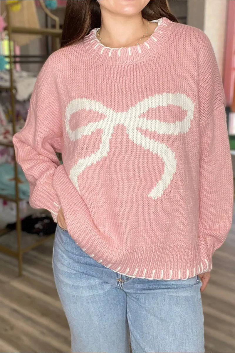 HWS1374 Oversized Bow Sweater