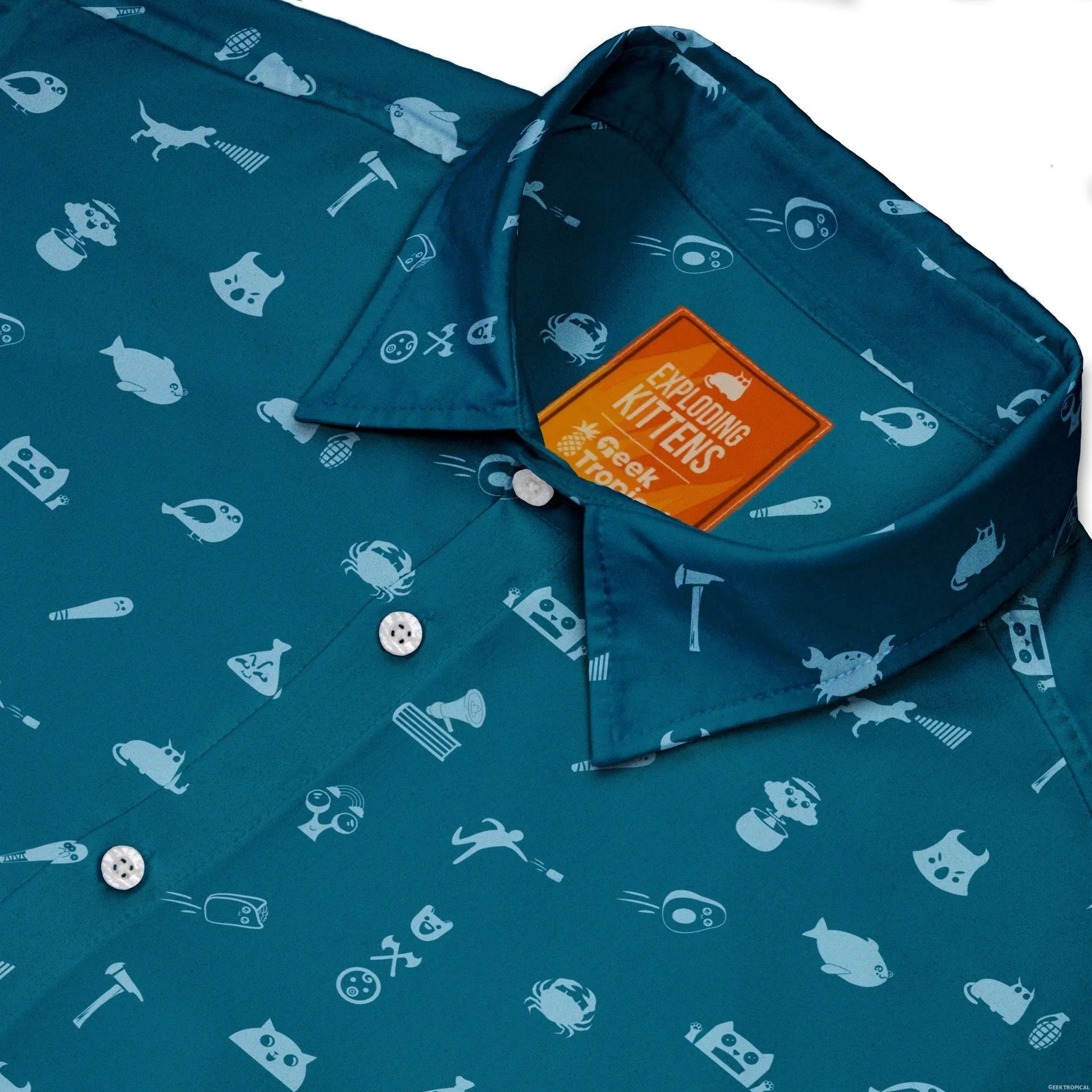 Iconic Exploding Kittens Button Up Shirt