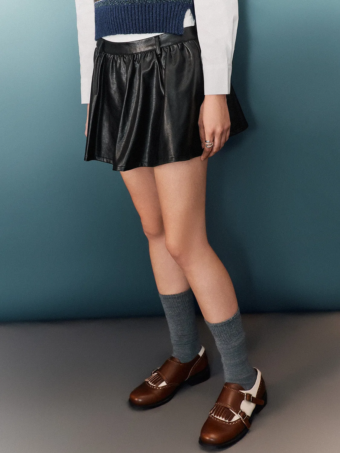 Leather Short A-Line Skirts