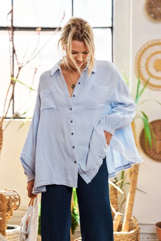 LIGHTWEIGHT BUTTON DOWN FLOWY SHIRTS