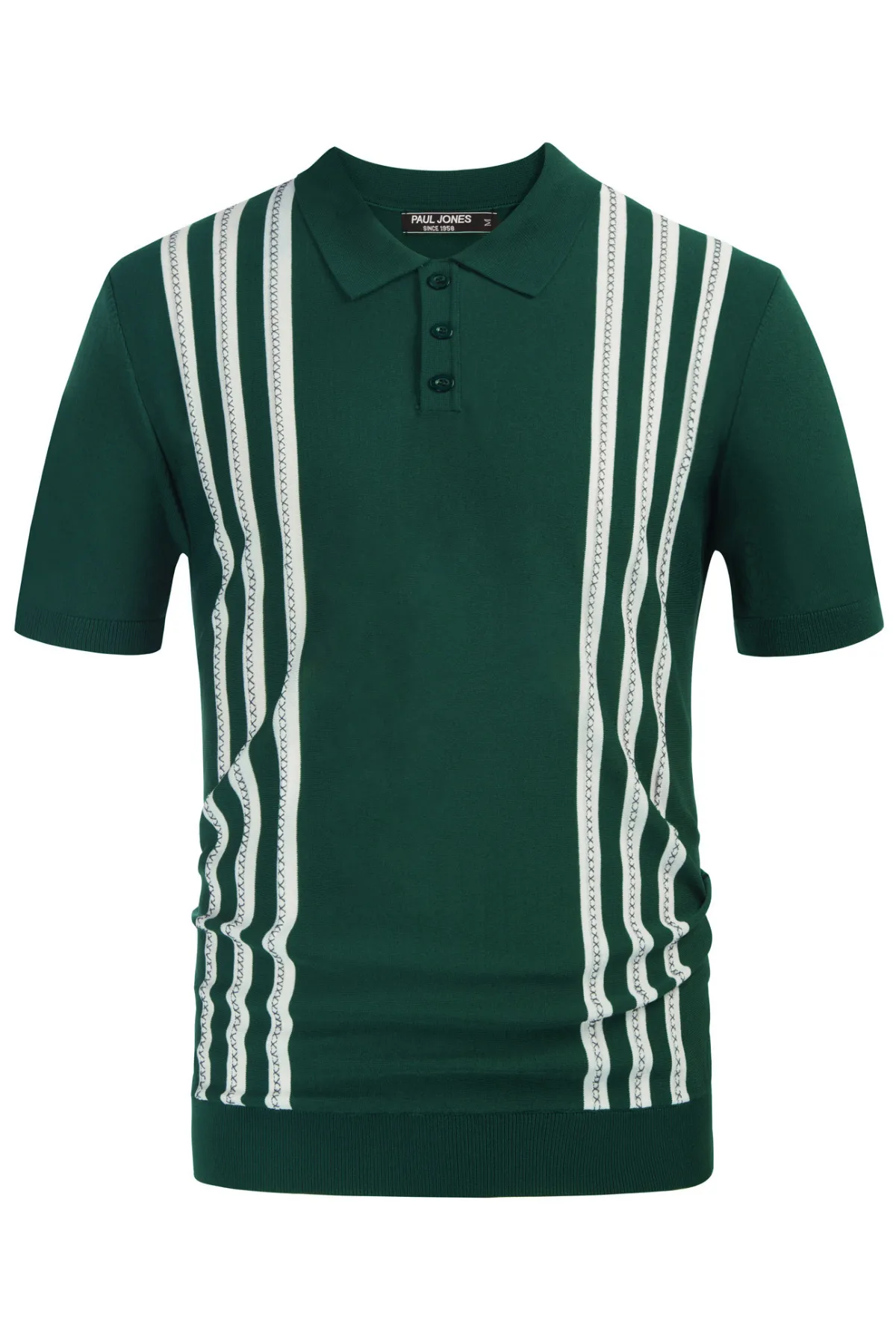 Men's Vintage Stripe Knitted Polo Shirts Short Sleeve Pullover Golf Knit Mens Polo Shirt