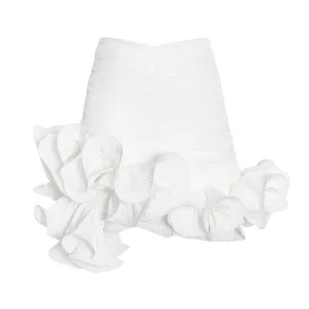 Niche Design Pettiskirt Milky White Package Hip With A Zipper Wooden Ear Short Stitching Skirt Women