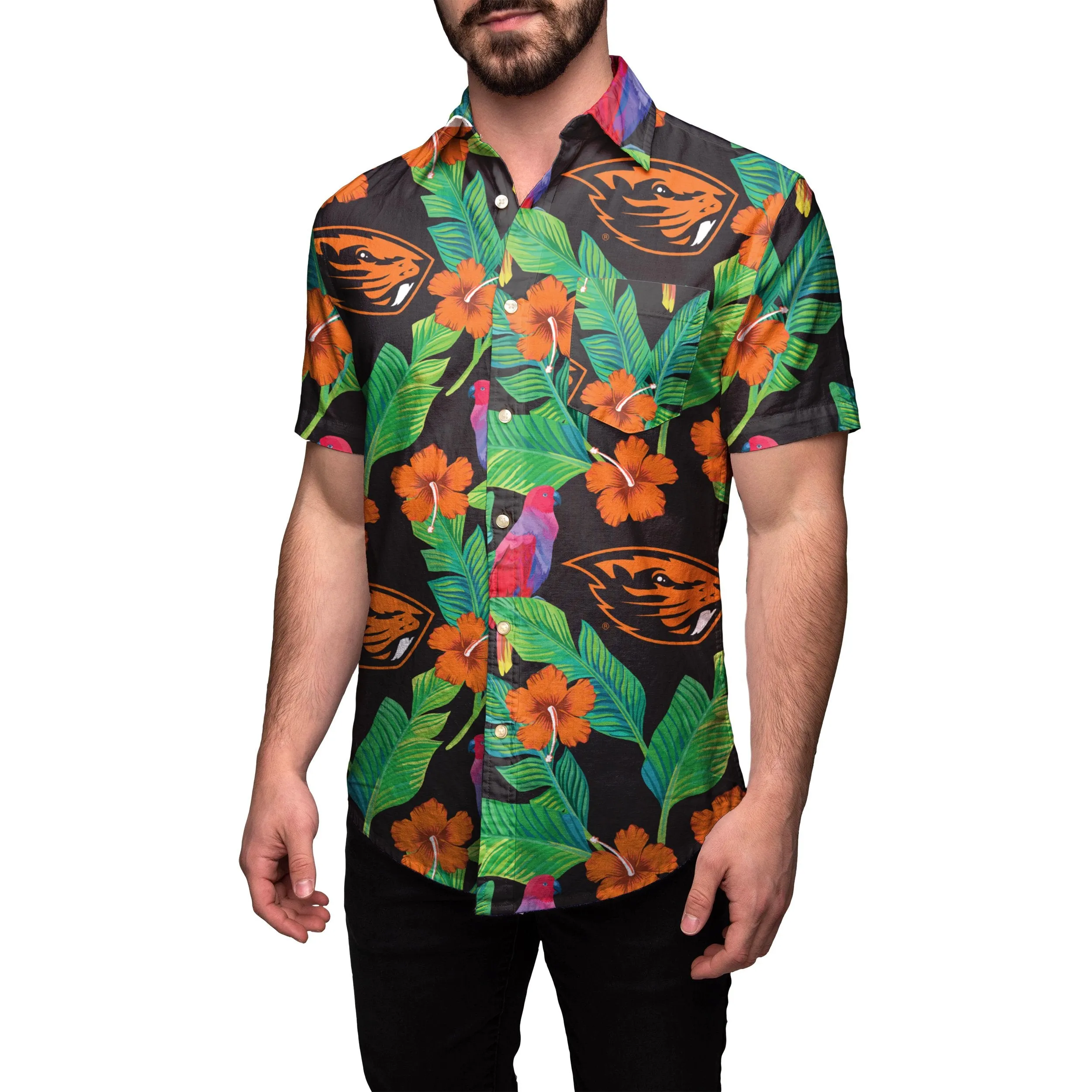 Oregon State Beavers NCAA Mens Floral Button Up Shirt