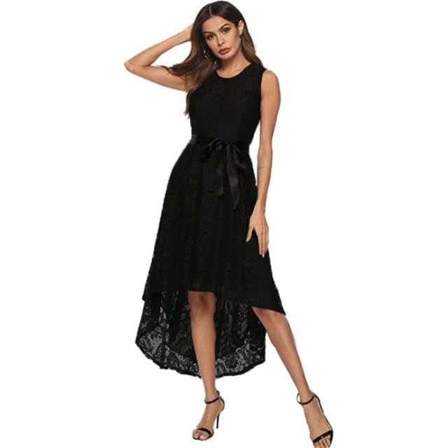 Party Women Lace Party Round Neck Sleeveless Dress