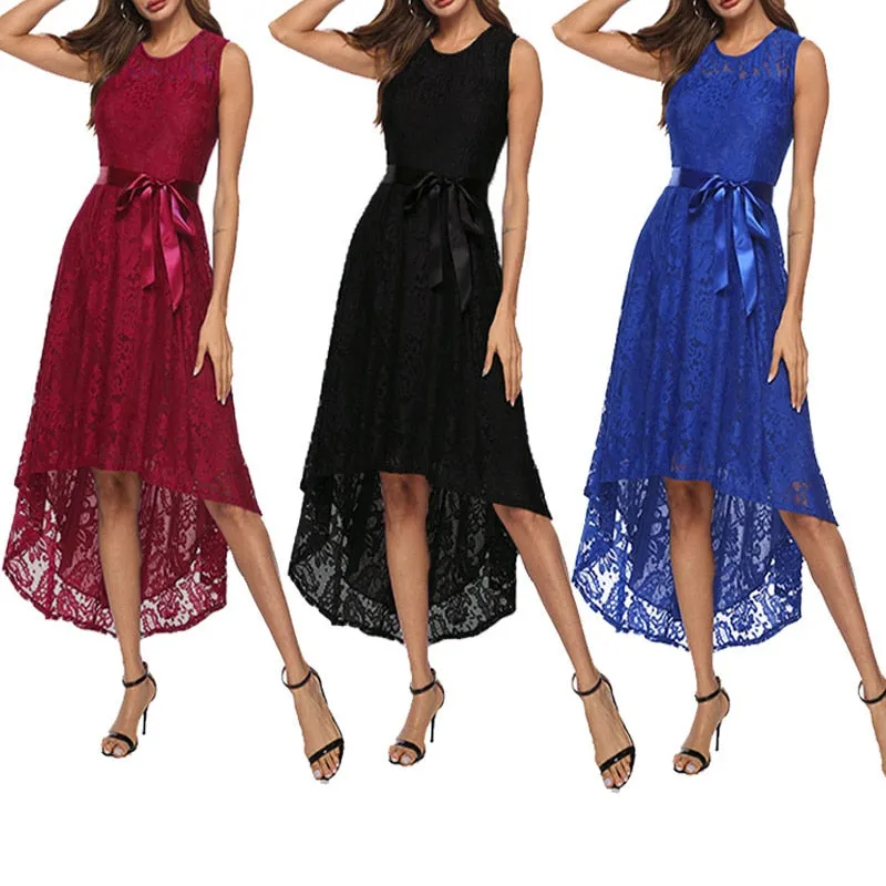 Party Women Lace Party Round Neck Sleeveless Dress