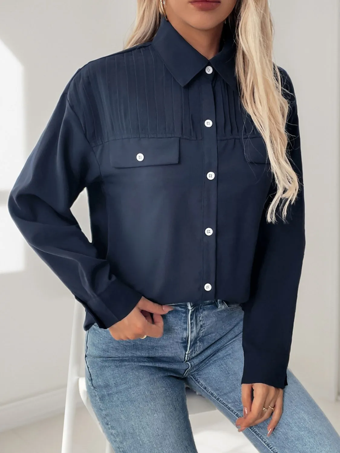 Perfee Buttoned Down Long Sleeve Shirt