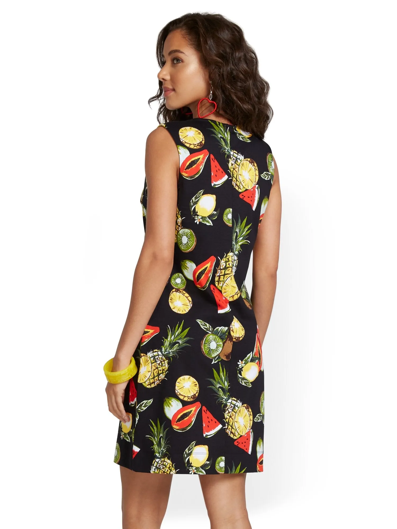 Petite Fruit-Print Cotton Shift Dress