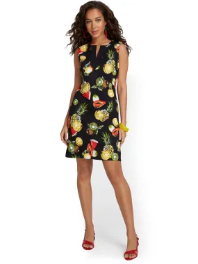 Petite Fruit-Print Cotton Shift Dress