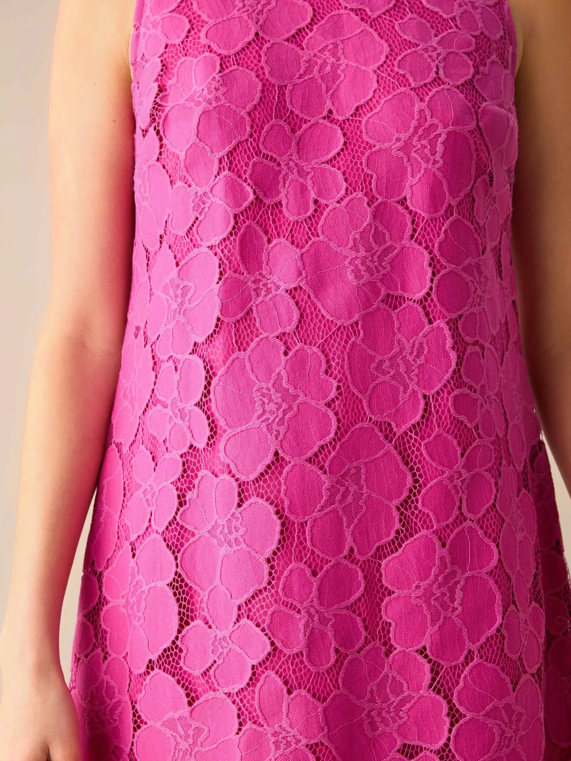 Pink Lace Mini Shift Dress