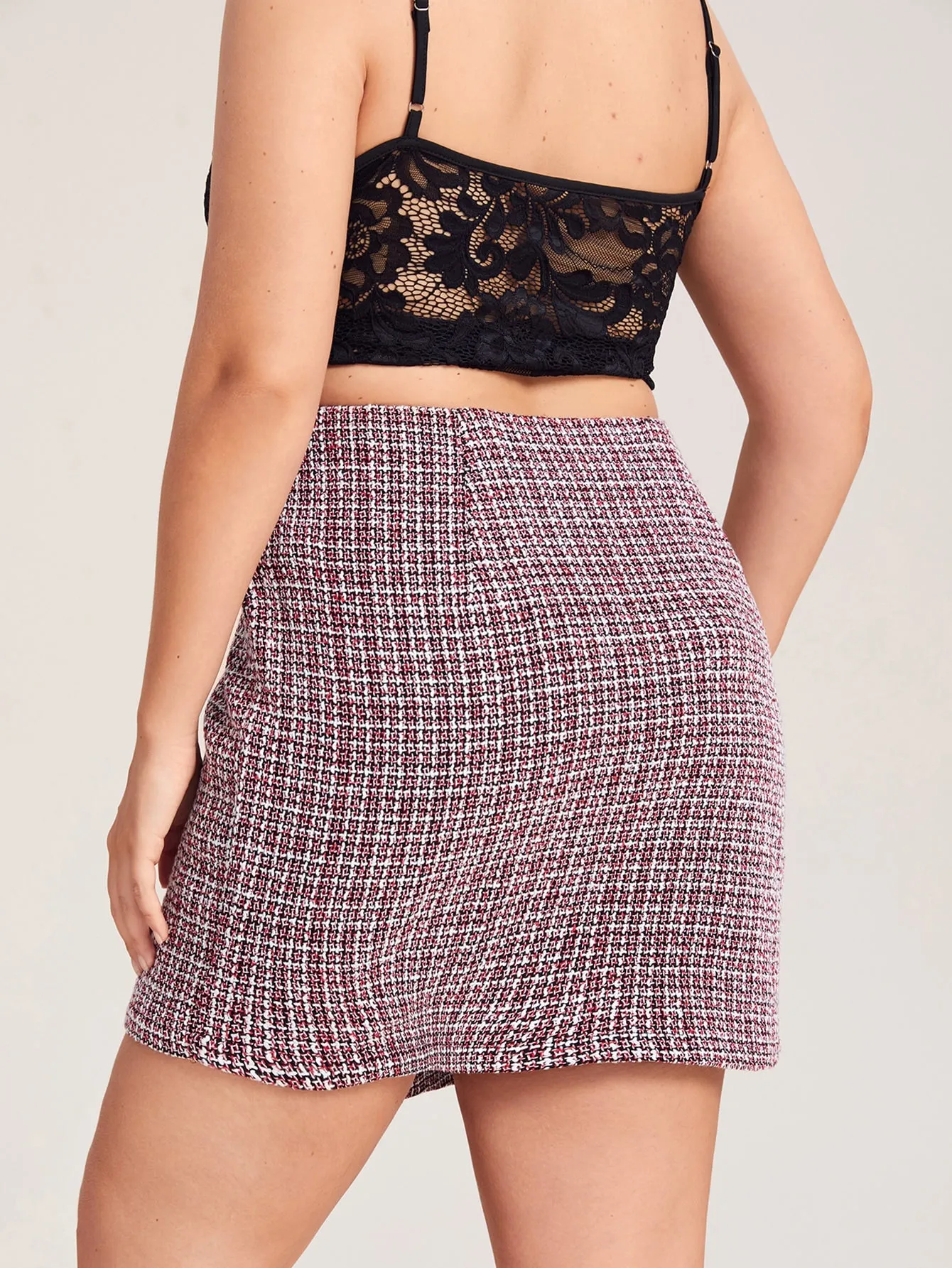 Plain Button Short Plus Size Skirts