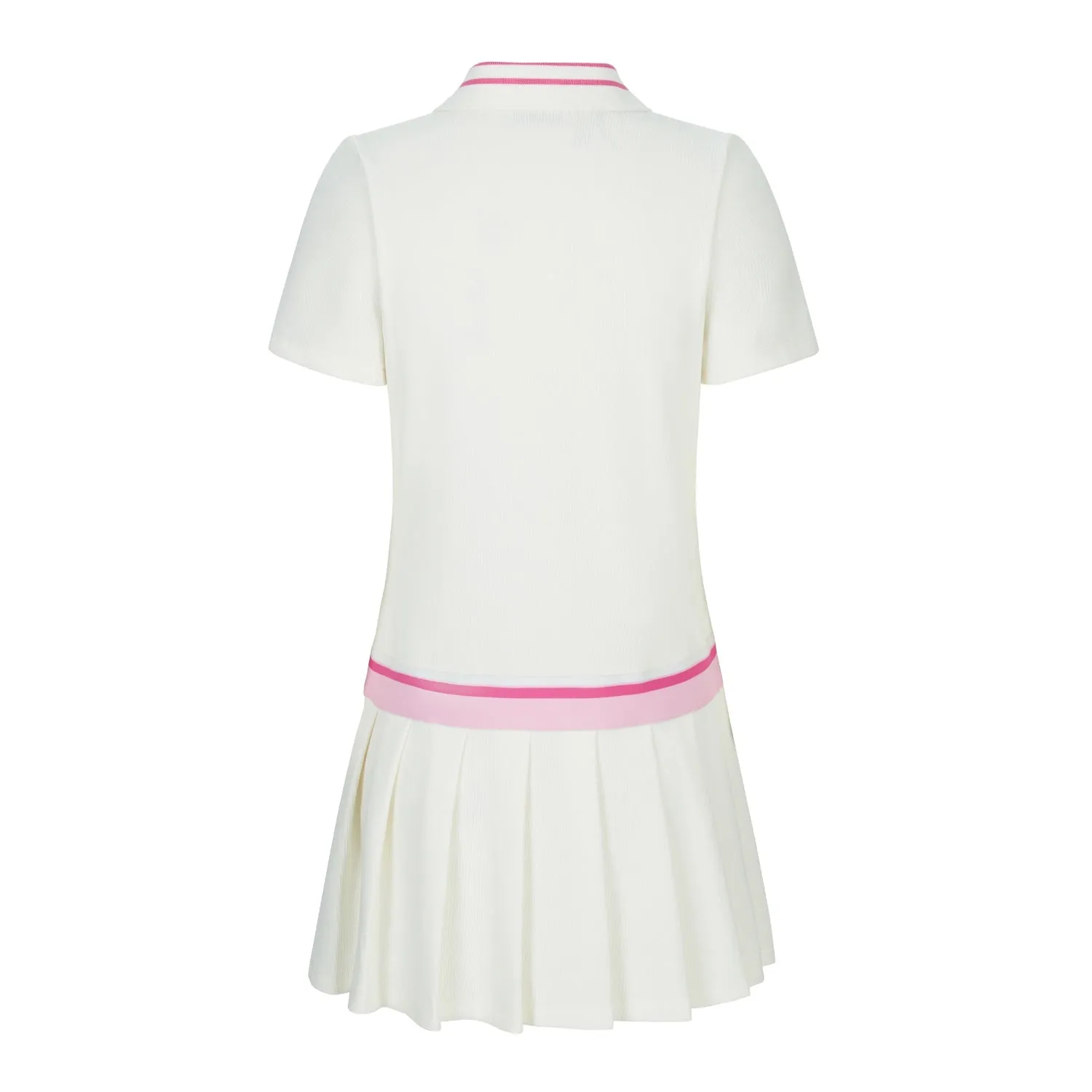 Pleated Short Polo Dress in Pink And White