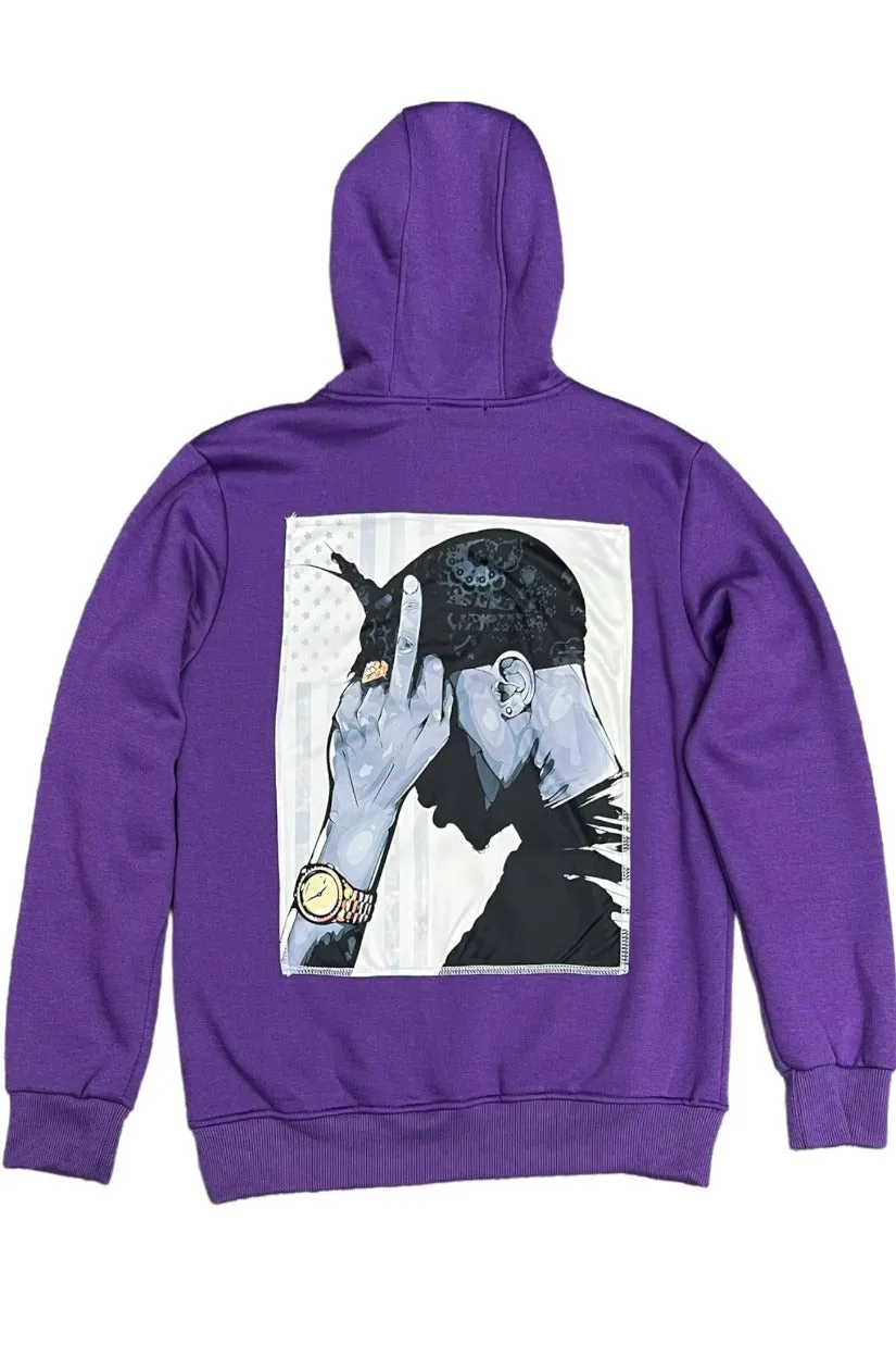 Purple Graphic Men's Hoodies Regular-Fit Tailored Recreation Premium