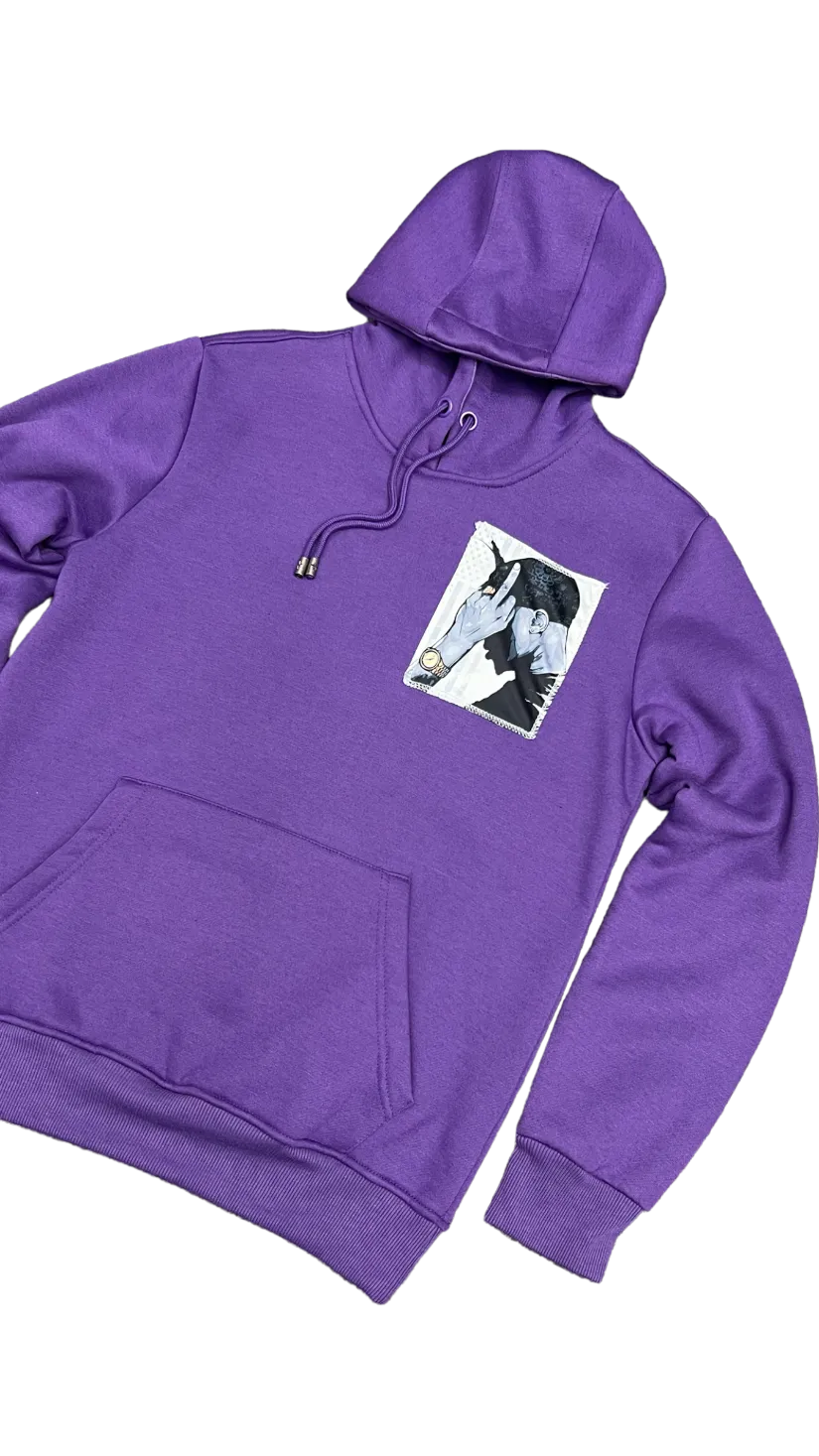 Purple Graphic Men's Hoodies Regular-Fit Tailored Recreation Premium